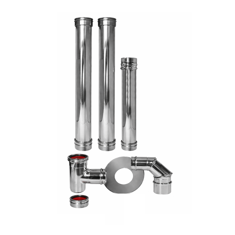 Imagen de Kit de chimenea salida por pared inox, diámetro 80 mm